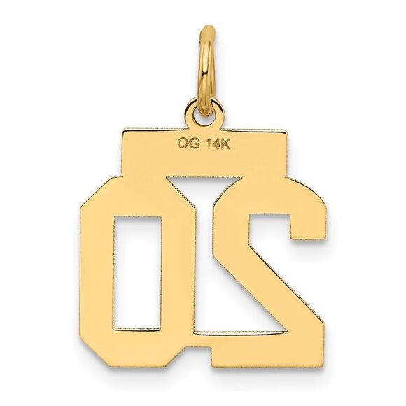14k Yellow Gold, Jersey Collection, Small Number 20 Pendant - Picture 3 of 5